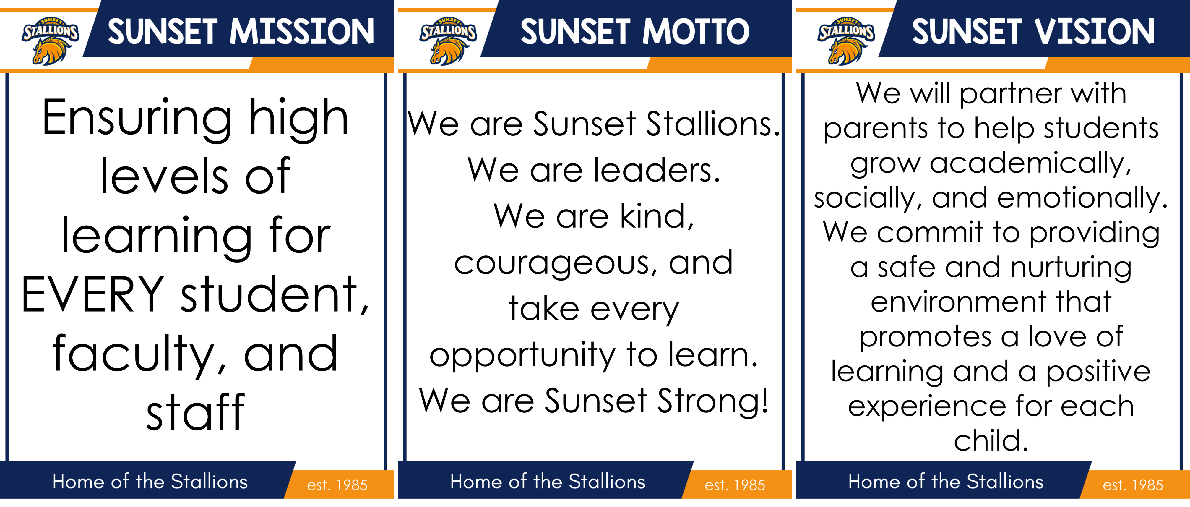 Sunset Mission, Motto, and Vision